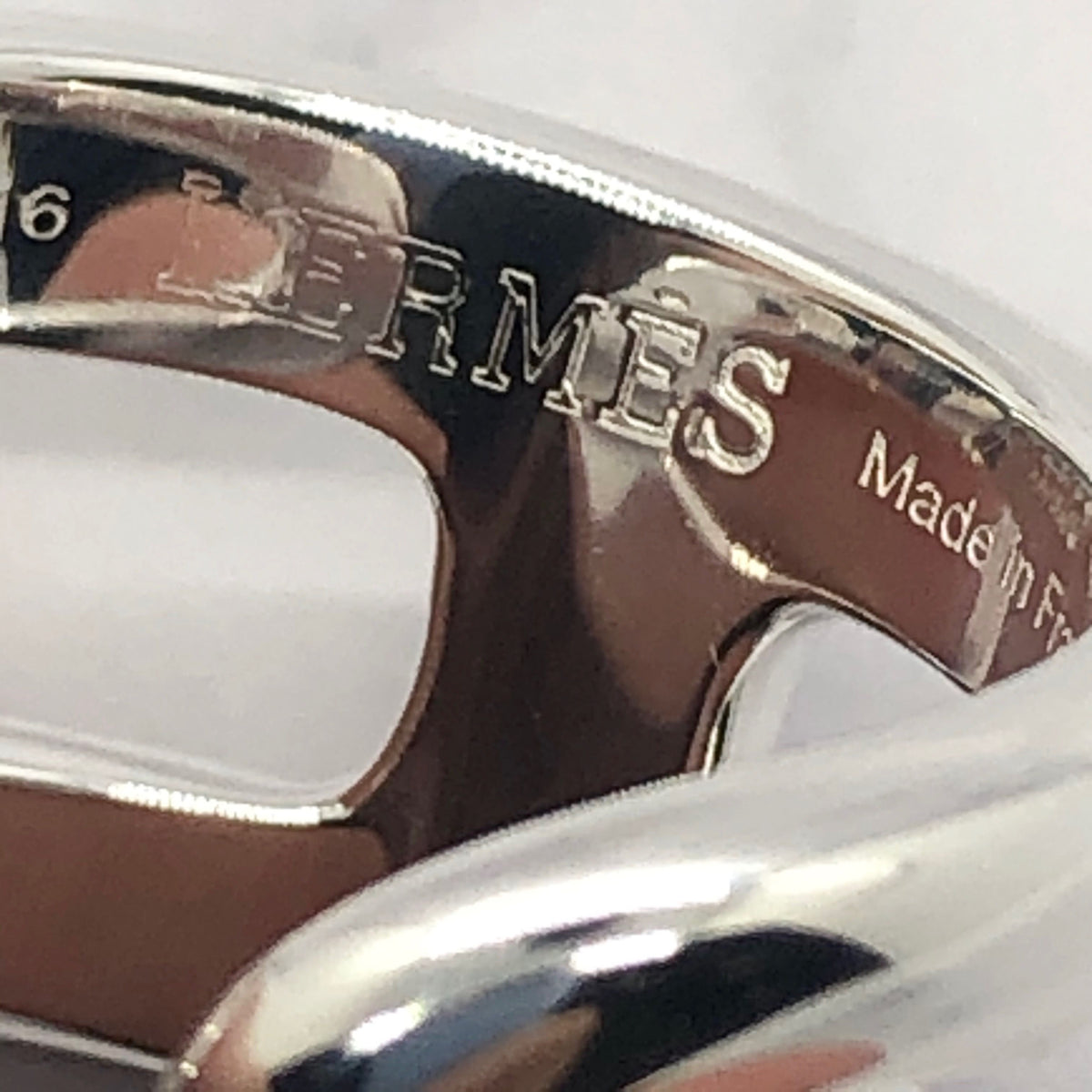 HERMES Silver Tone Ring Size 7 M - Pre owned