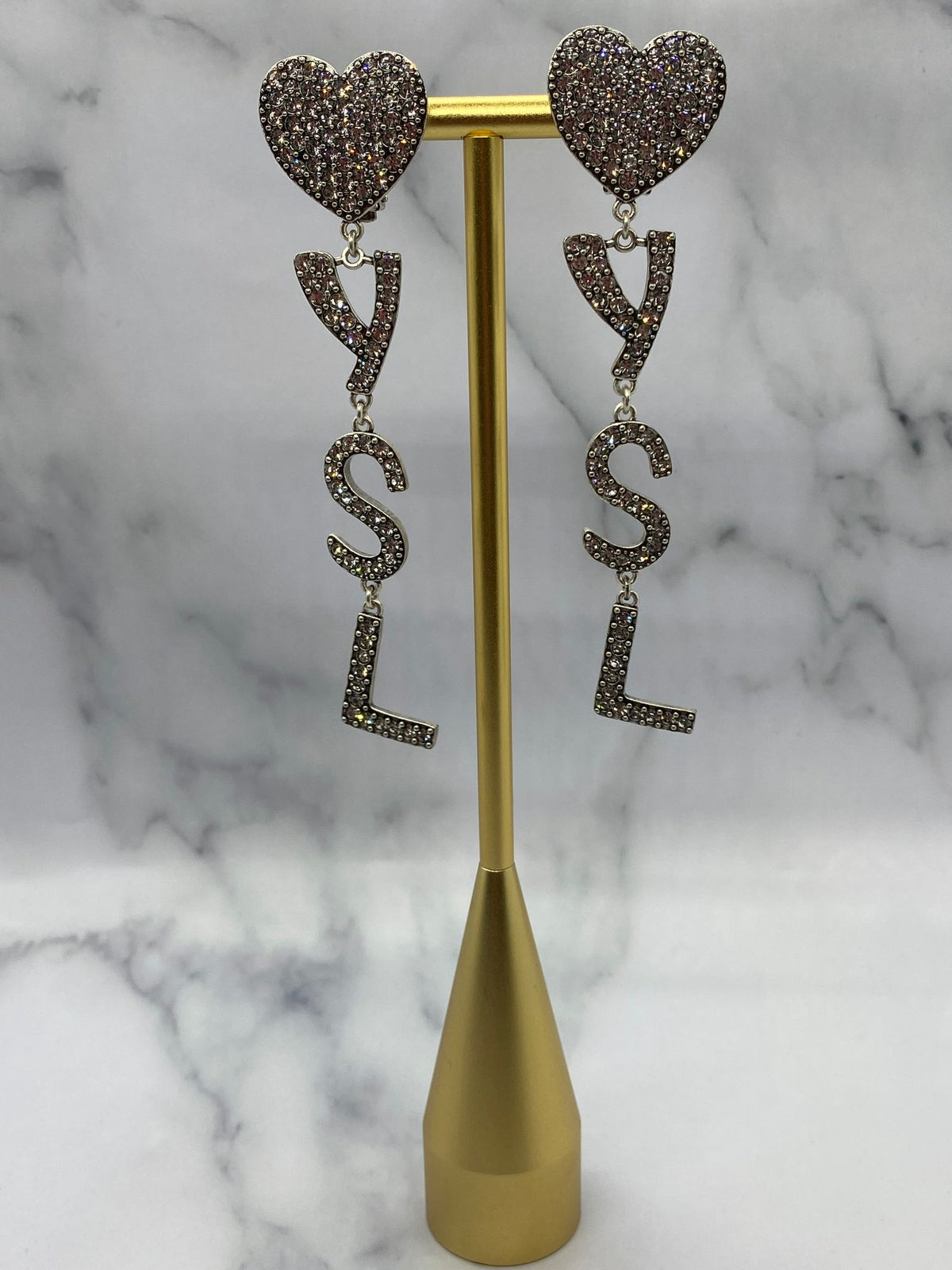 YSL Yves Saint Laurent Rhinestone Pendant Earrings - Pre owned