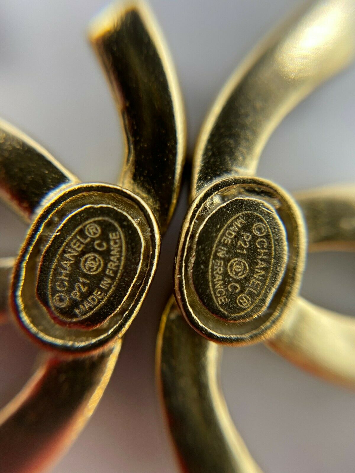 CHANEL CC Gold Tone Rhinestone Crown Earrings - USED