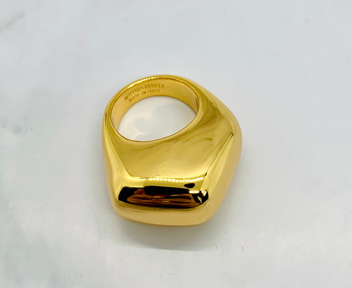 BOTTEGA VENETA Gold Tone Fin Ring Sz 7 M - Pre owned