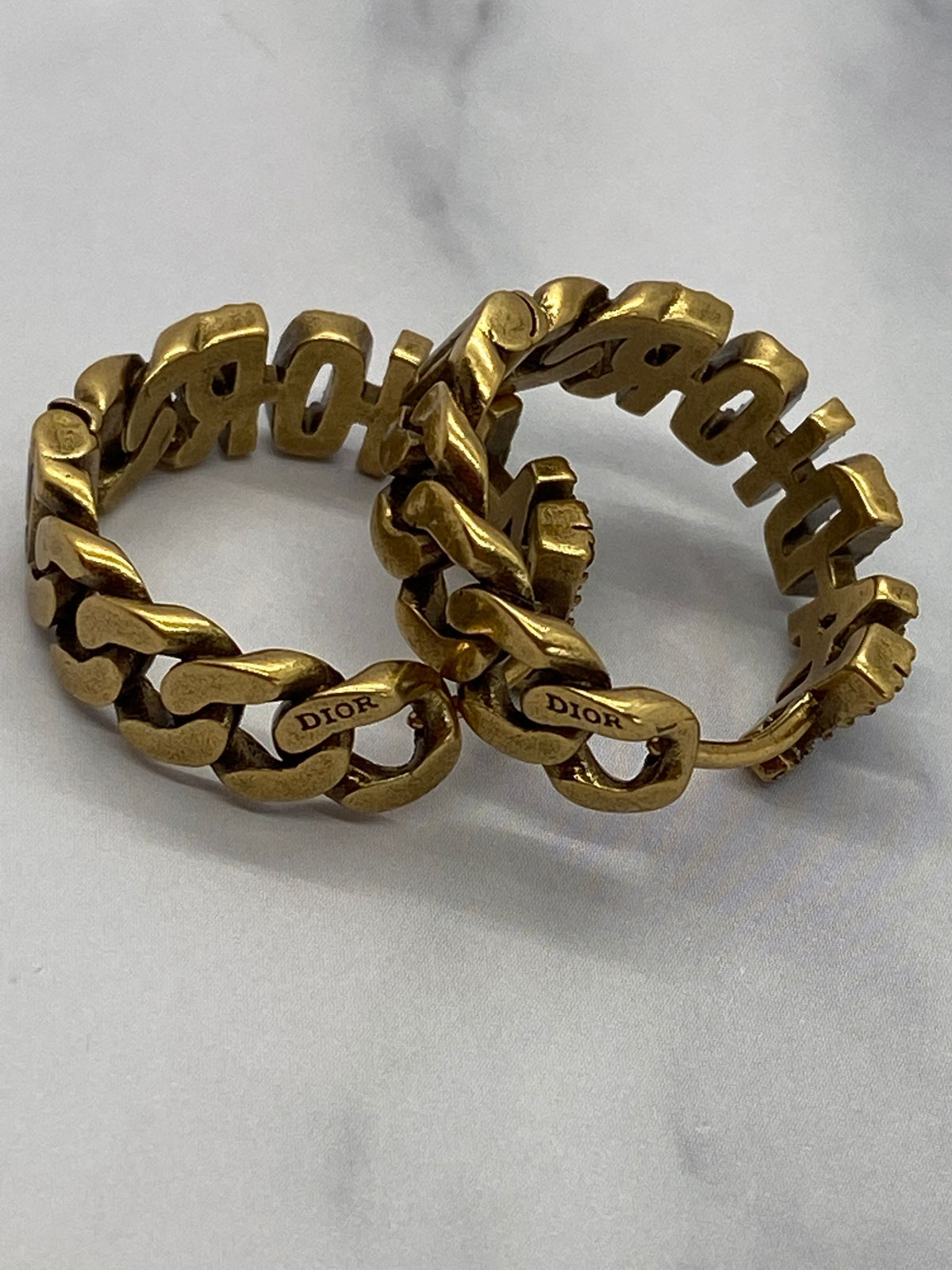 CHRISTIAN DIOR J'Adior Brass Rhinestone Hoop Earrings - Pre owned