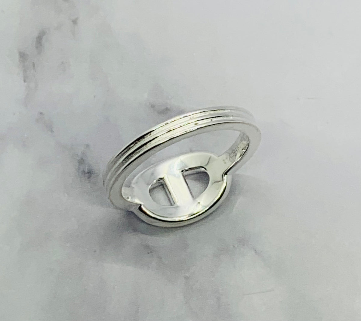 HERMES Silver Chain Ring Size 7 M - USED