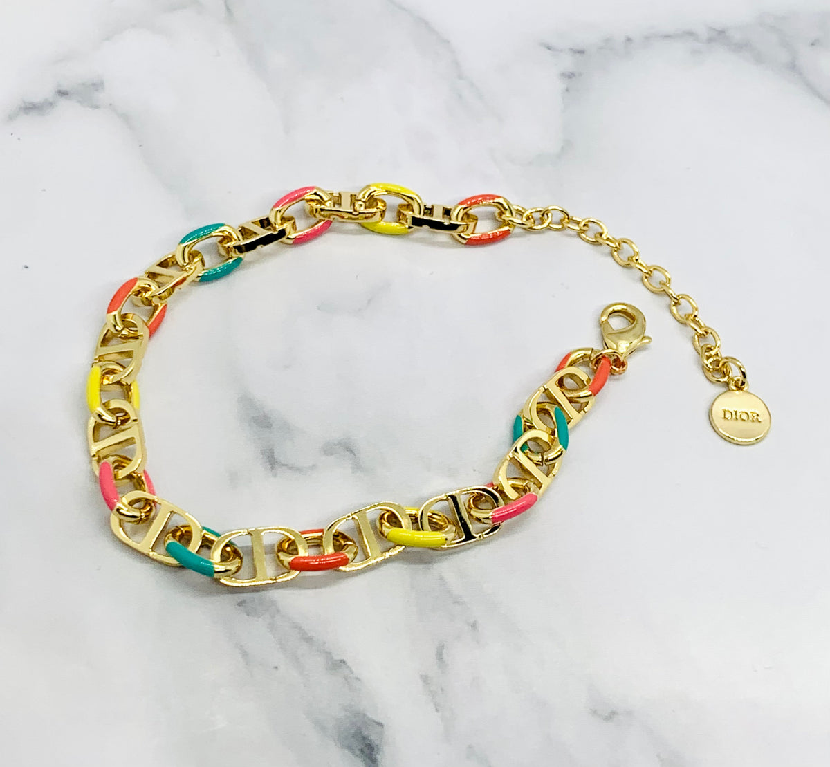 CHRISTIAN DIOR CD Colored Chain Bracelet - Pre owned