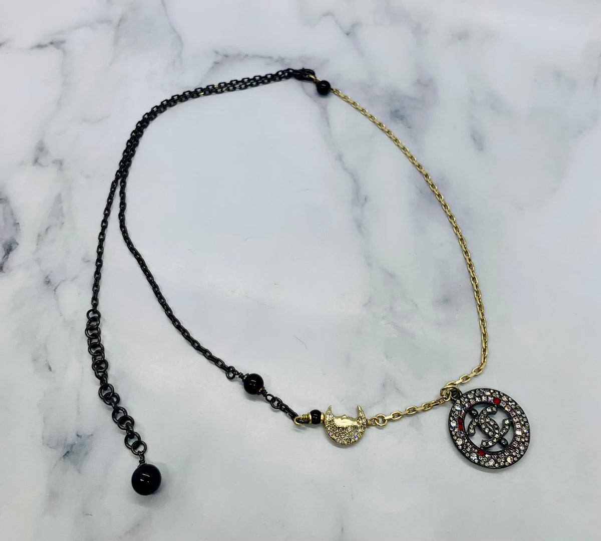 CHANEL CC 2017 Moon Rhinestone Necklace - USED
