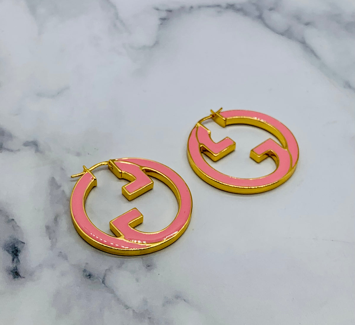 GUCCI GG Pink Hoop Earrings - Pre owned