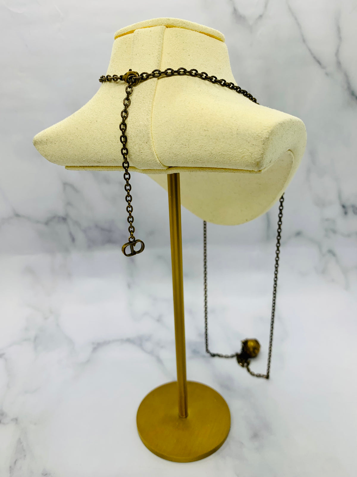 CHRISTIAN DIOR J'Adior Orb Brass Necklace - Pre owned