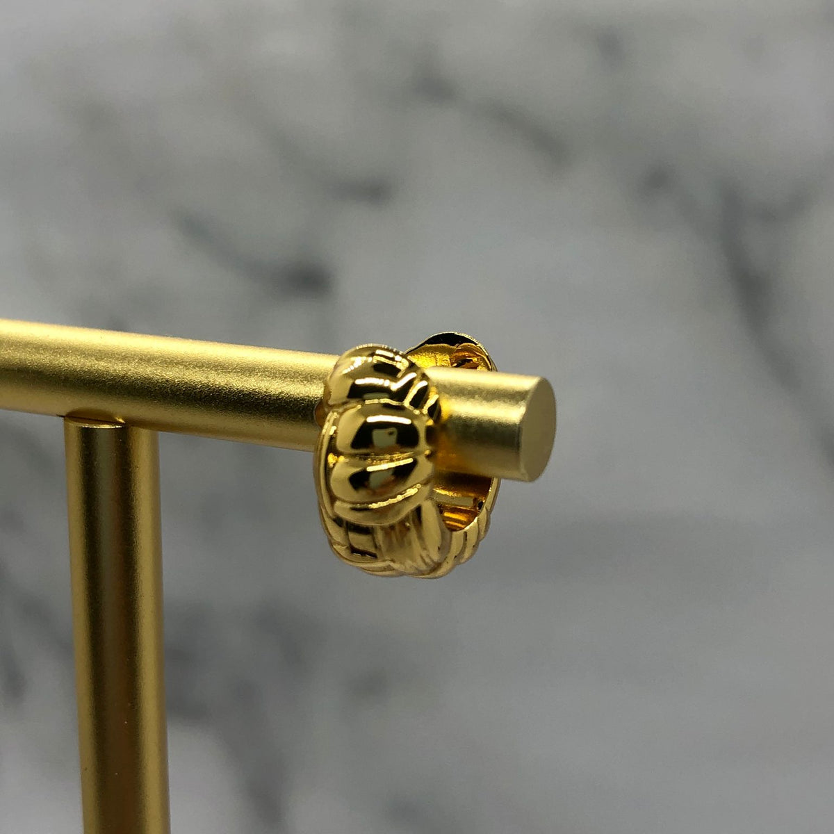 BOTTEGA VENETA Gold Tone Huggie Hoop Earrings - Pre owned