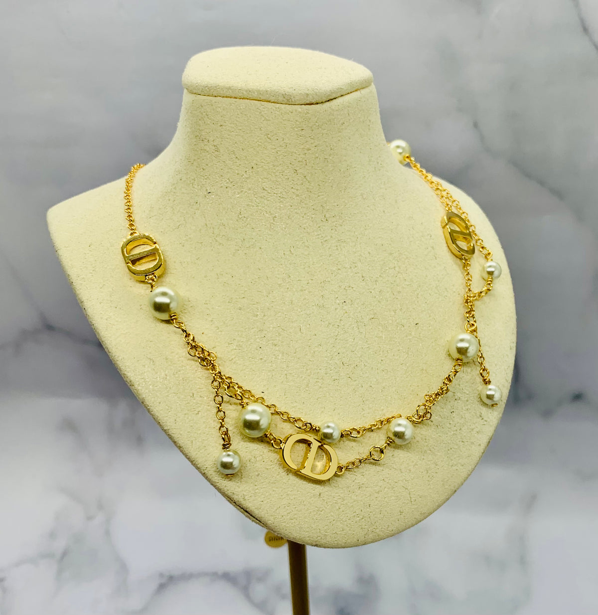 CHRISTIAN DIOR CD Pearl Statement Necklace - Pre owned