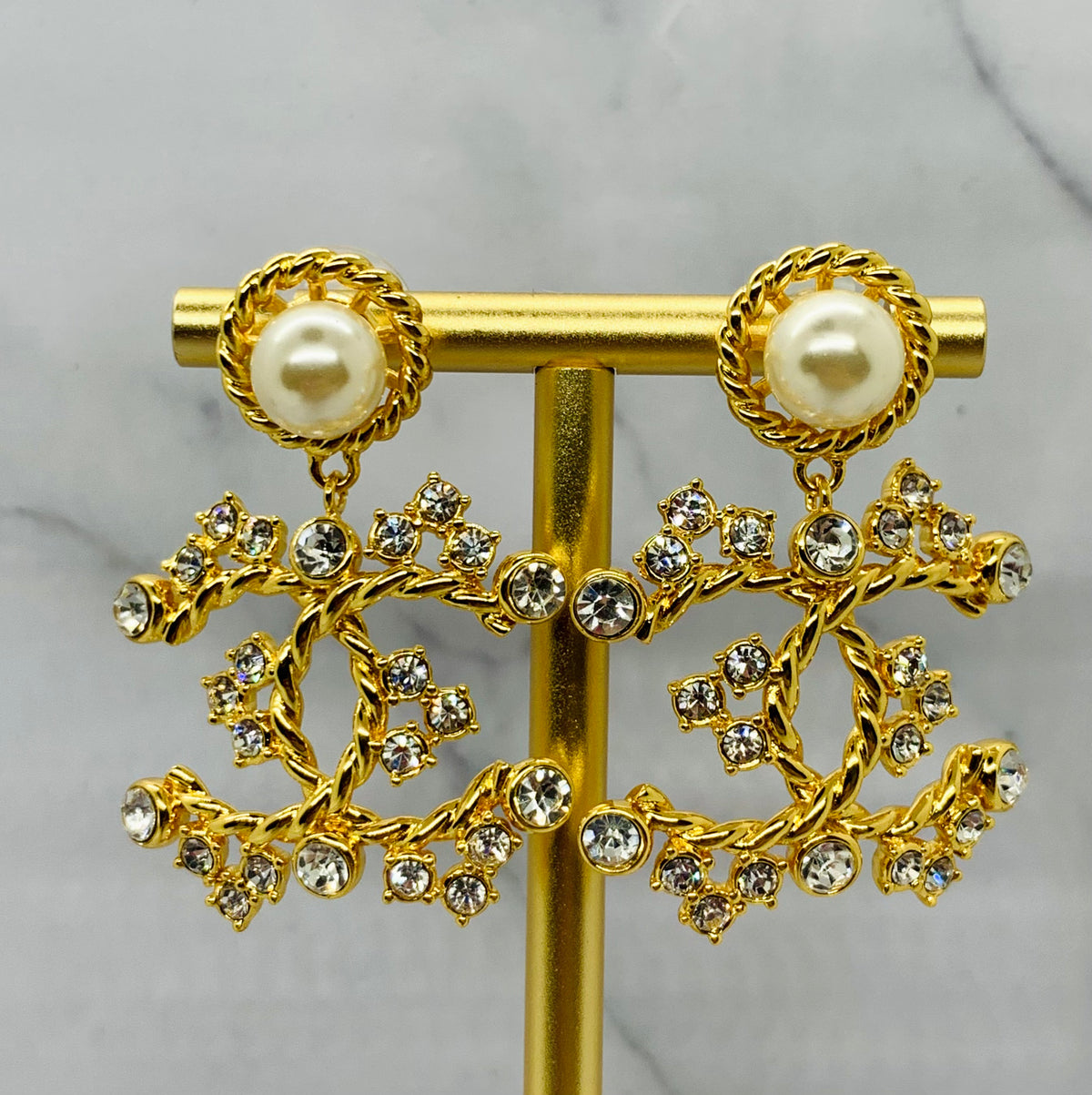 CHANEL CC Rhinestone Statement Earrings - Pre owned