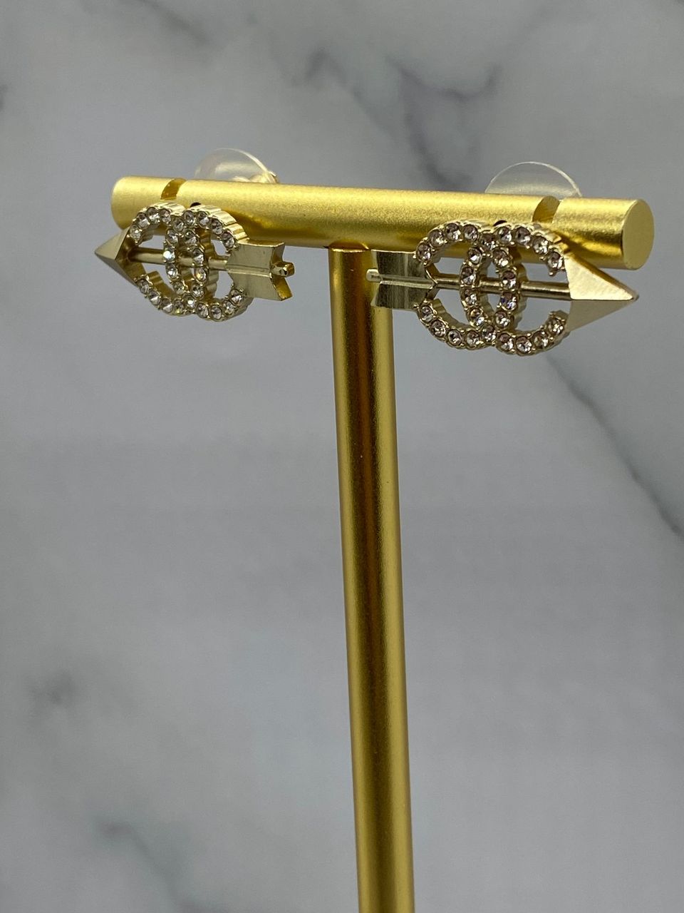 CHANEL CC Gold Tone Arrow Earrings - USED