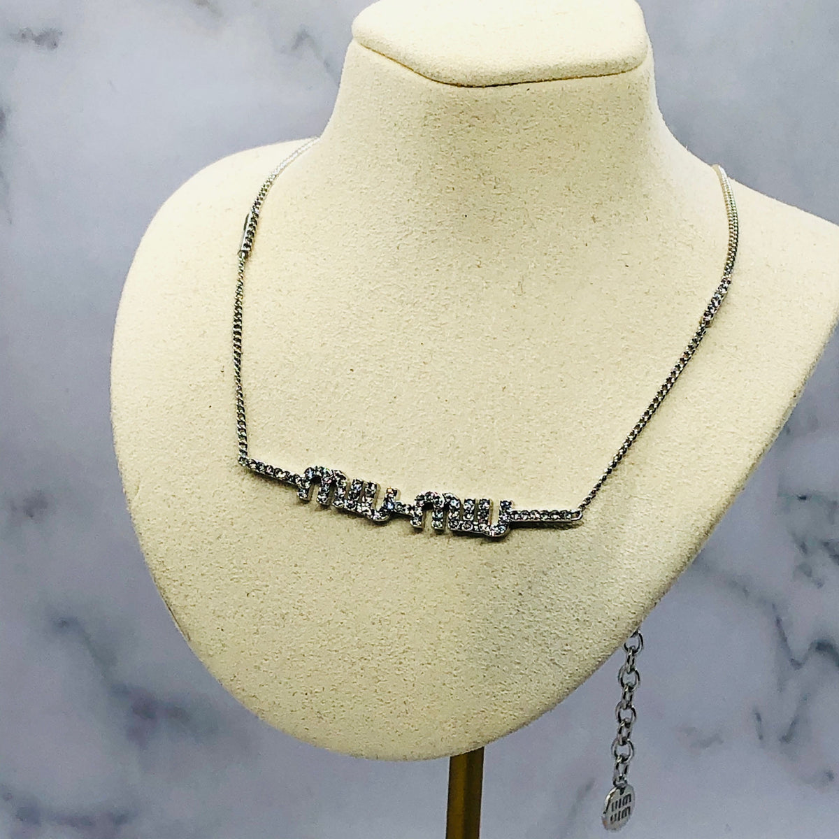 MIU MIU Rhinestone Monogram Necklace - Pre owned