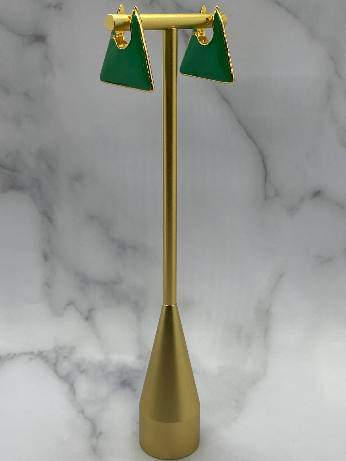BOTTEGA VENETA Green Triangle Hoop Earrings