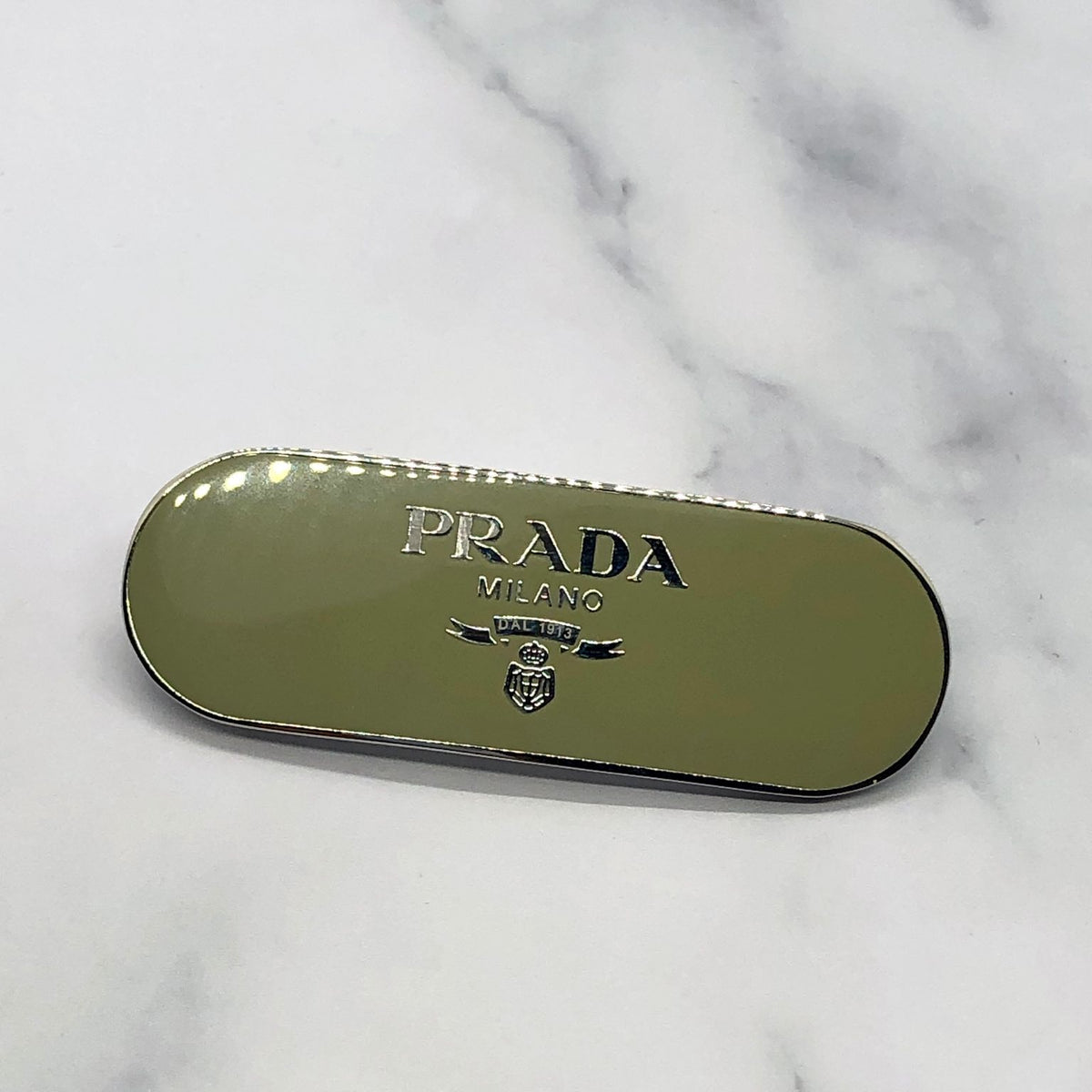 PRADA Olive Green Hair Clip Barrette - Pre owned