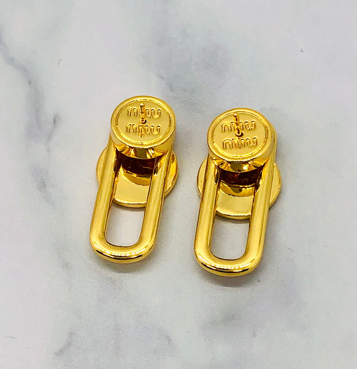MIU MIU Gold Tone Pendant Earrings - Pre owned