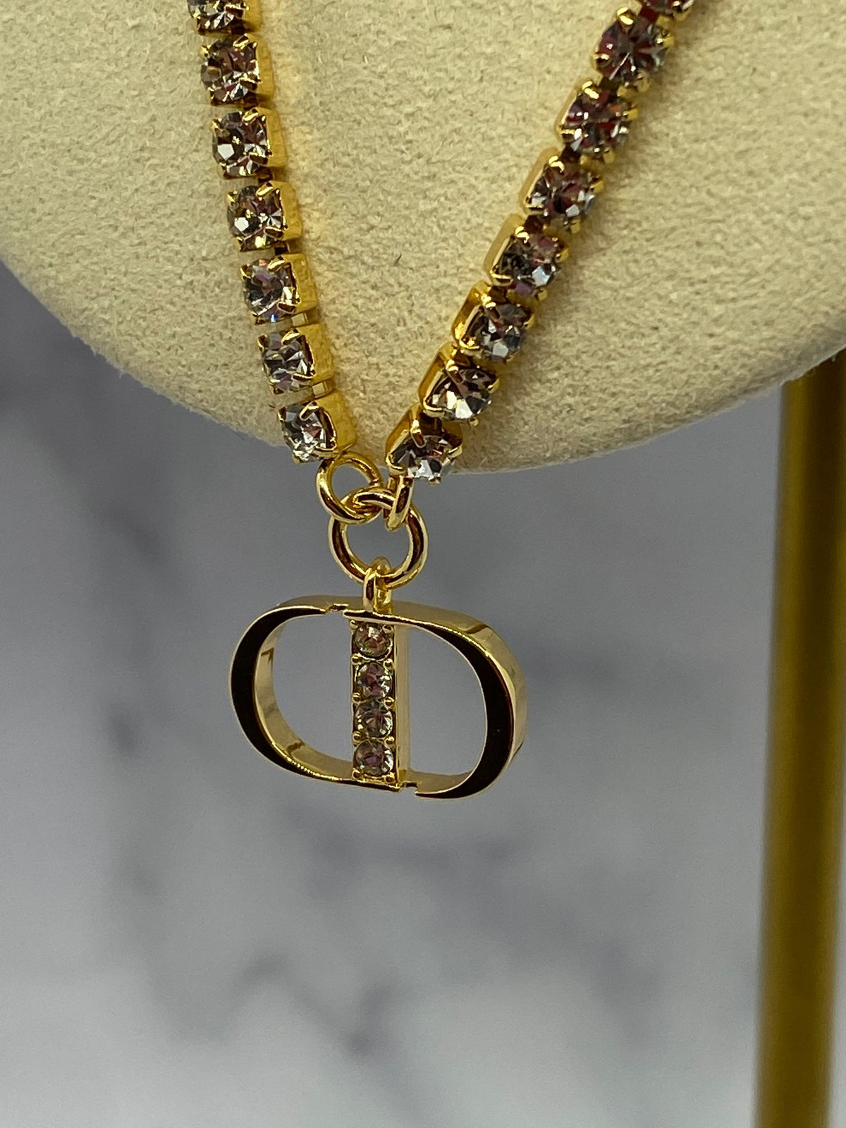 CHRISTIAN DIOR CD Rhinestone Statement Necklace - Pre owned