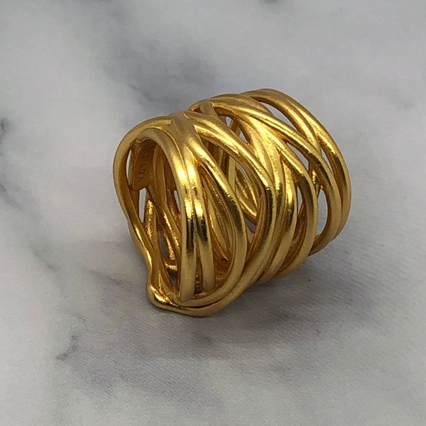 BALENCIAGA Gold Tone Woven Ring - Size M 7 - Pre owned