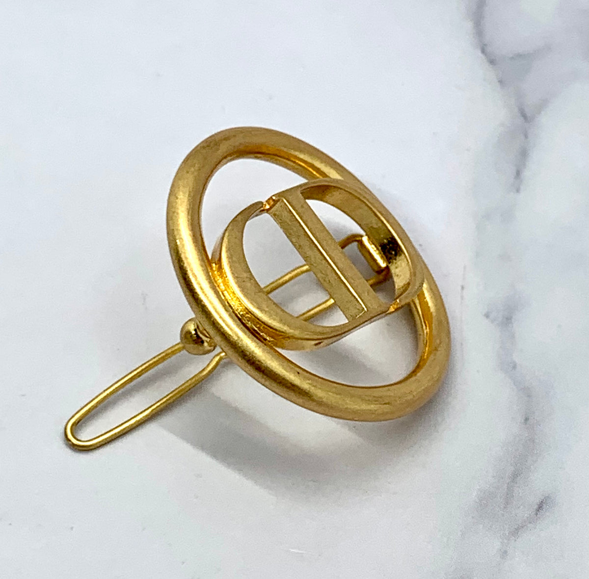 Auth CHRISTIAN DIOR CD Brass Tone Hair Clip Barrette - Pre owned