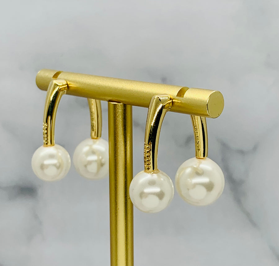 MIU MIU Double Pearl Pendant Earrings - Pre owned