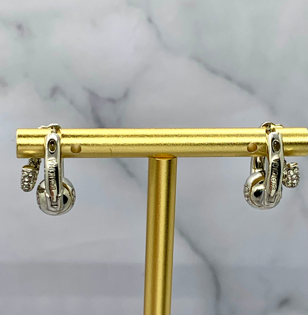 BALENCIAGA Rhinestone Hoop Earrings - Pre owned