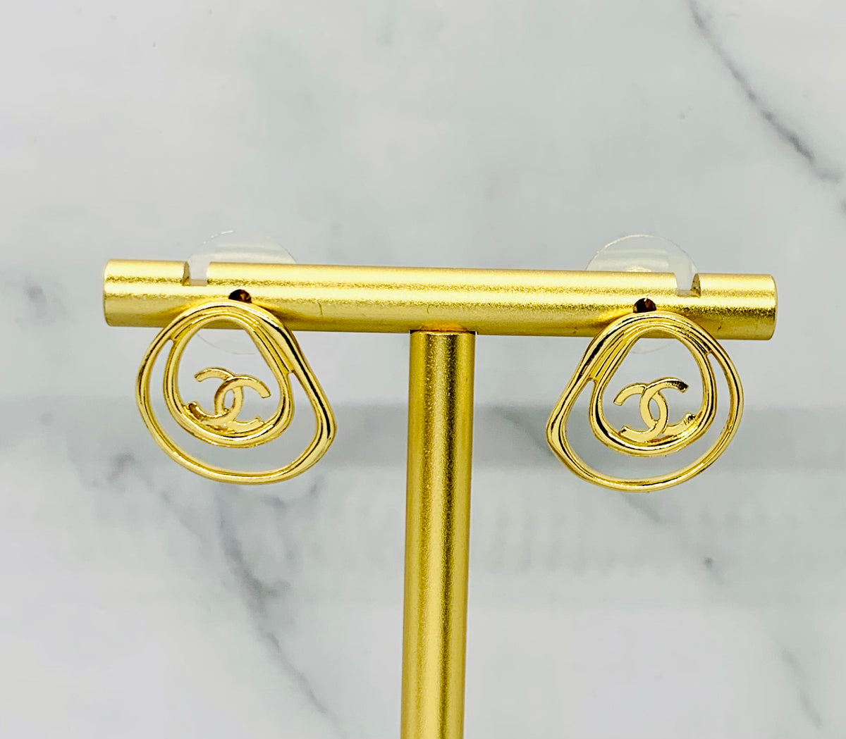 CHANEL CC Gold Tone Earrings - USED