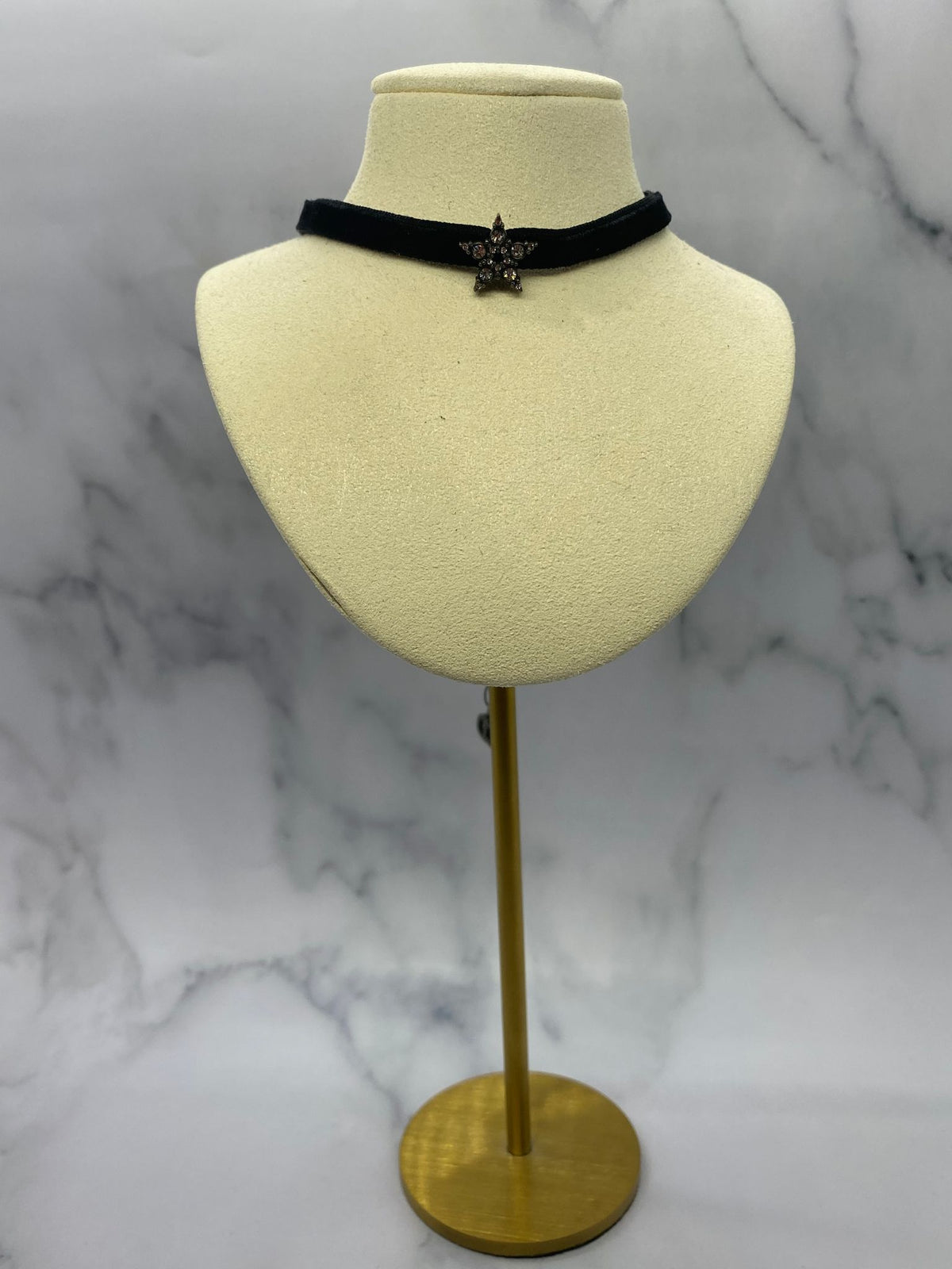 CHRISTIAN DIOR Black Velvet Star Choker Necklace - Pre owned
