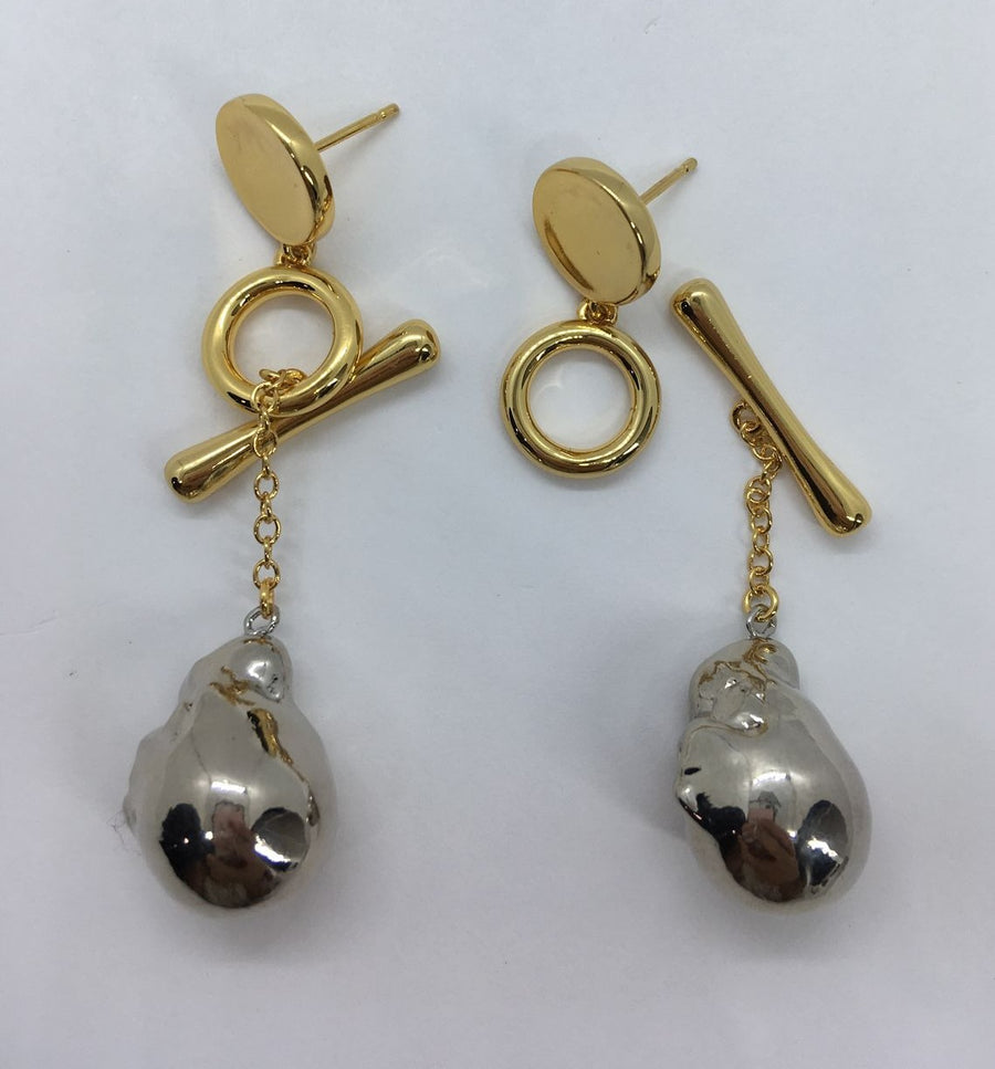 BOTTEGA VENETA Gold & Silver Adjustable Earrings - Pre owned