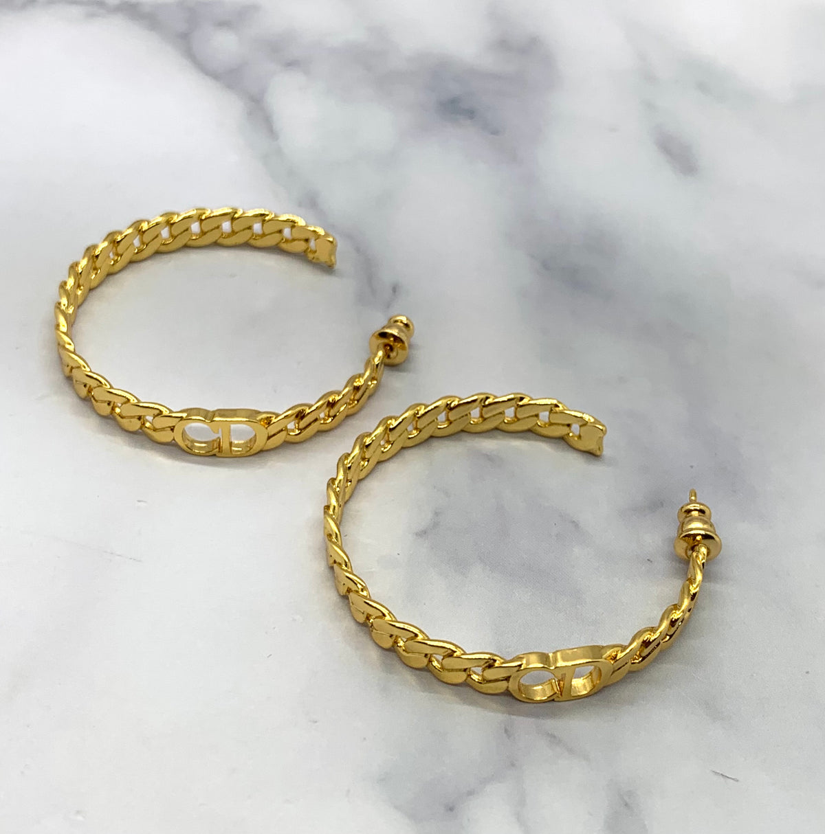 CHRISTIAN DIOR CD Gold Hoop Earrings Earrings - Pre owned
