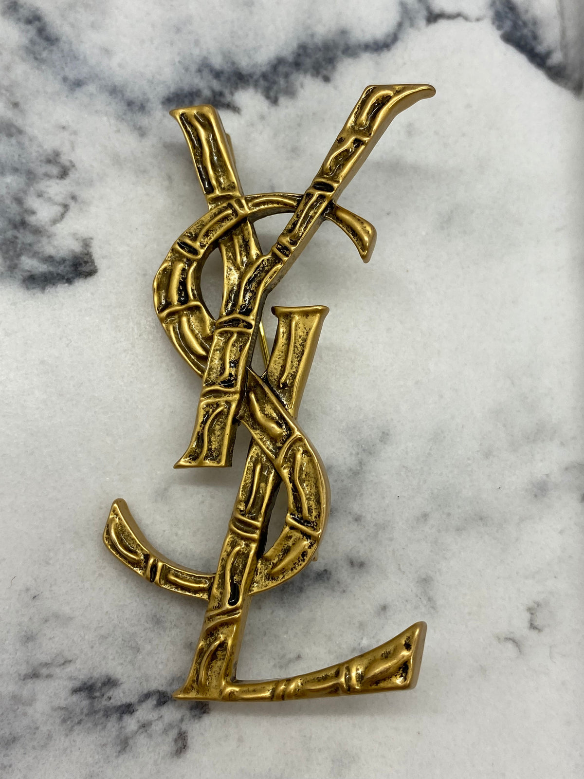 YSL SAINT LAURENT Brass Brooch Pin - DAMAGED