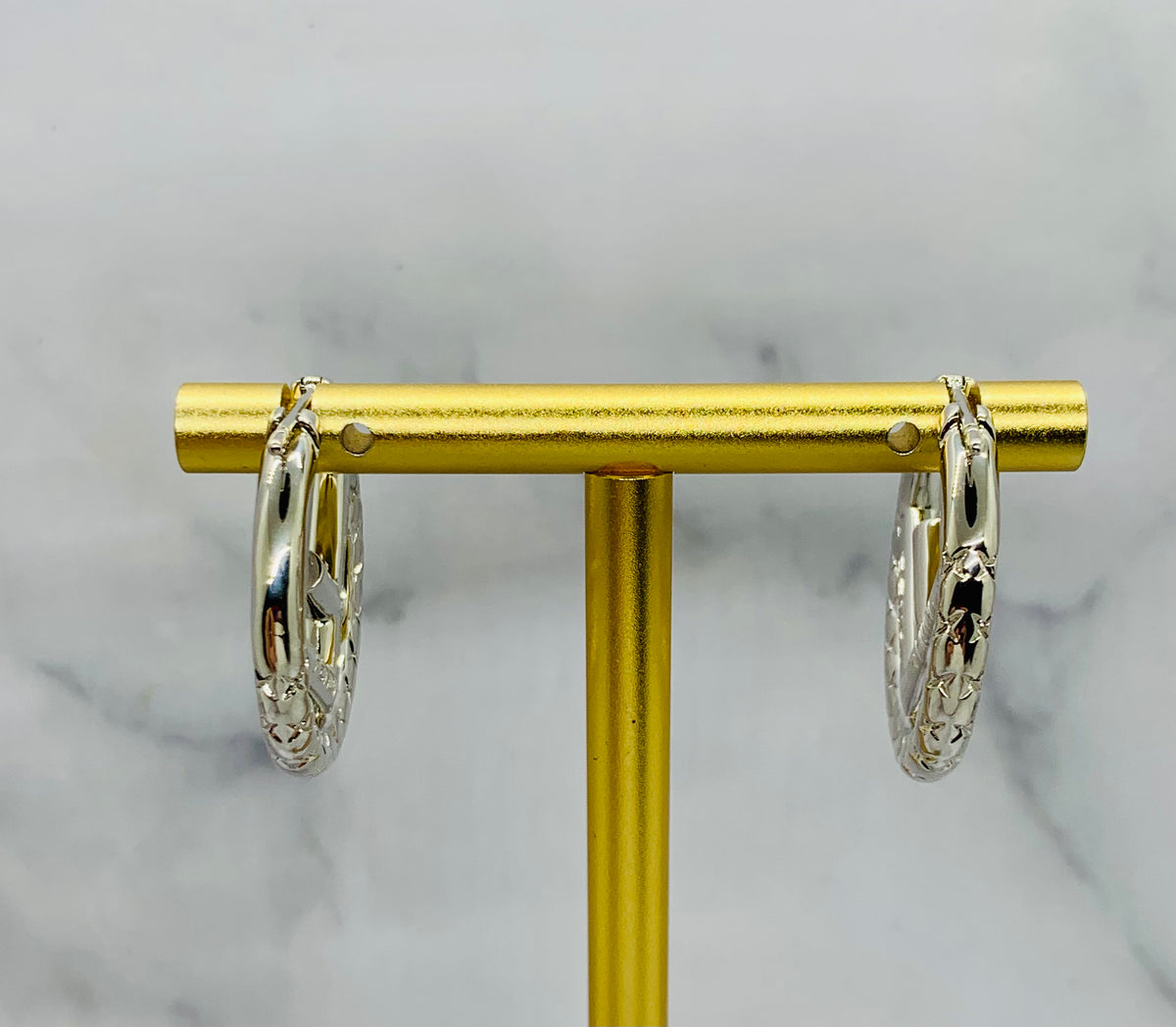 FENDI FF Silver Tone Hoop Earrings - Pre owned
