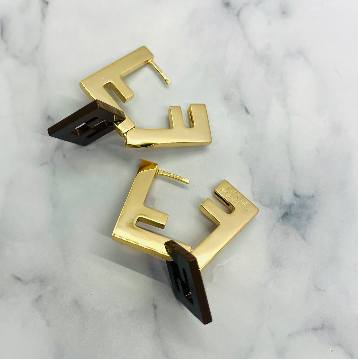 FENDI F Brown Tone Earrings Removable - Pre owned