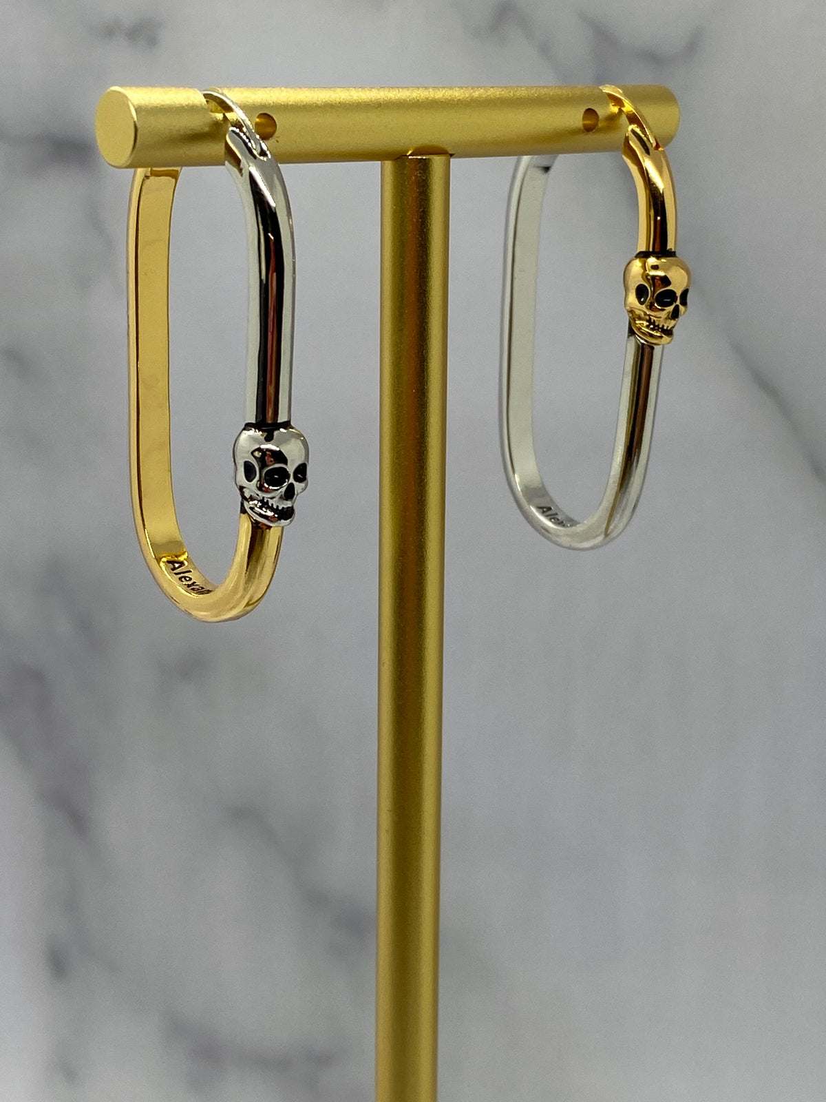 ALEXANDER McQUEEN Gold & Silver Skull Hoop Earrings - Pre owned