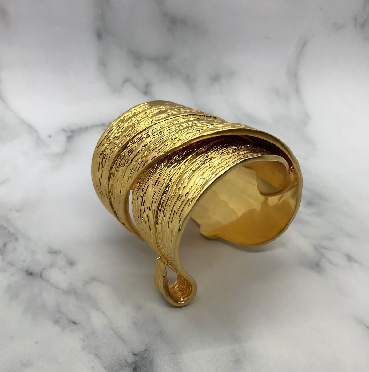 YSL YVES SAINT LAURENT Gold Tone Cuff Bracelet - Pre owned