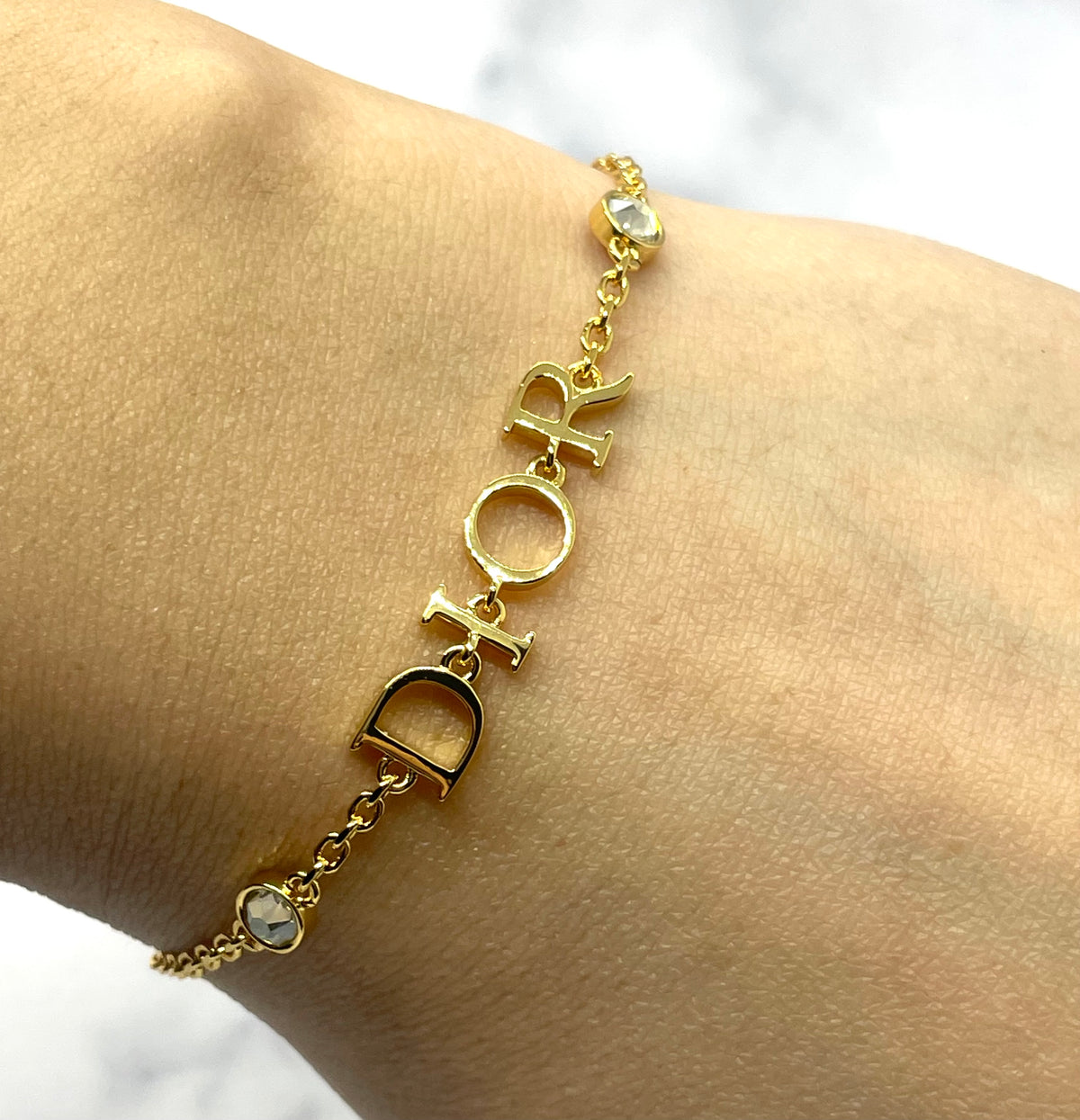 CHRISTIAN DIOR Rhinestone Monogram Bracelet - pre owned