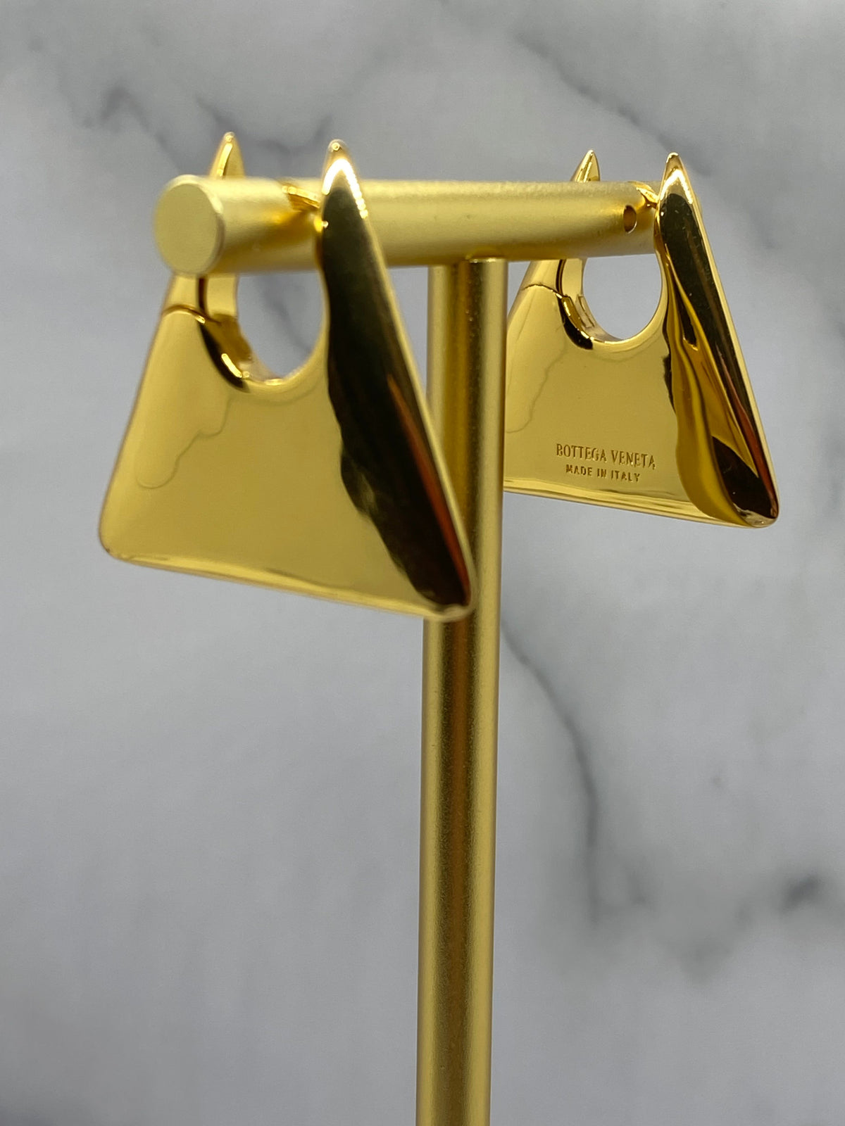 BOTTEGA VENETA Gold Tone Triangle Earrings - Pre owned