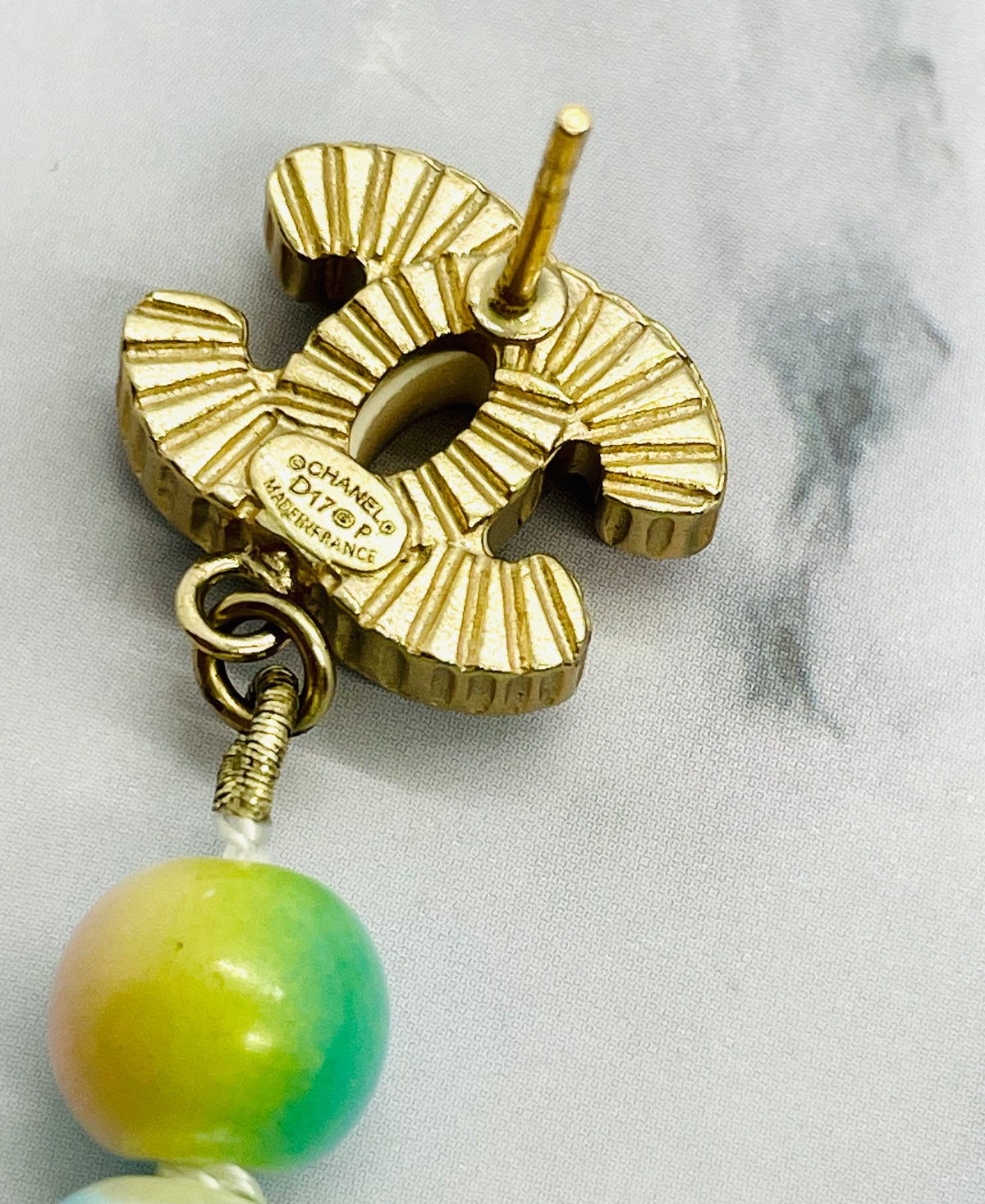 CHANEL CC 2017 Vintage Colorful Pearl Pendant Earrings - USED