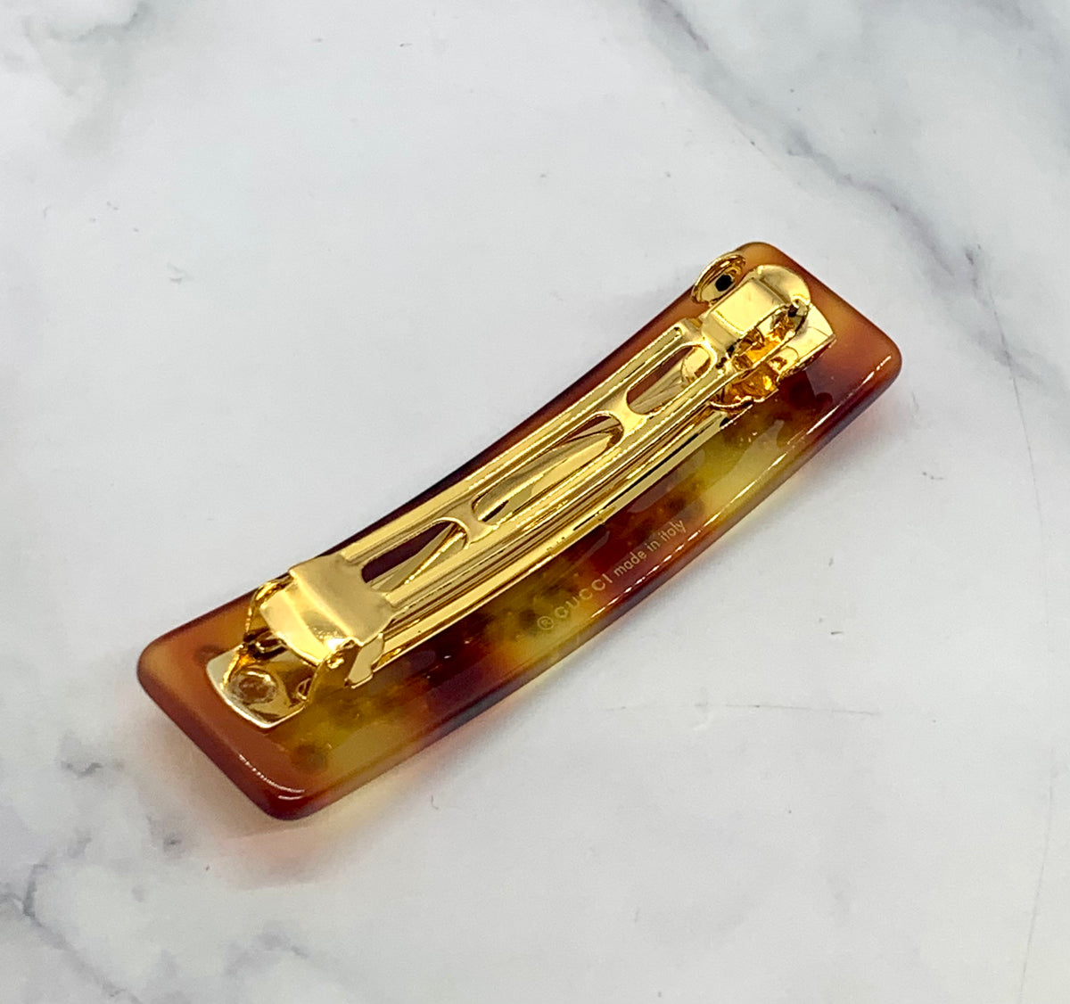 GUCCI Tortoise Rhinestone Barrette Hair Clip - Pre owned