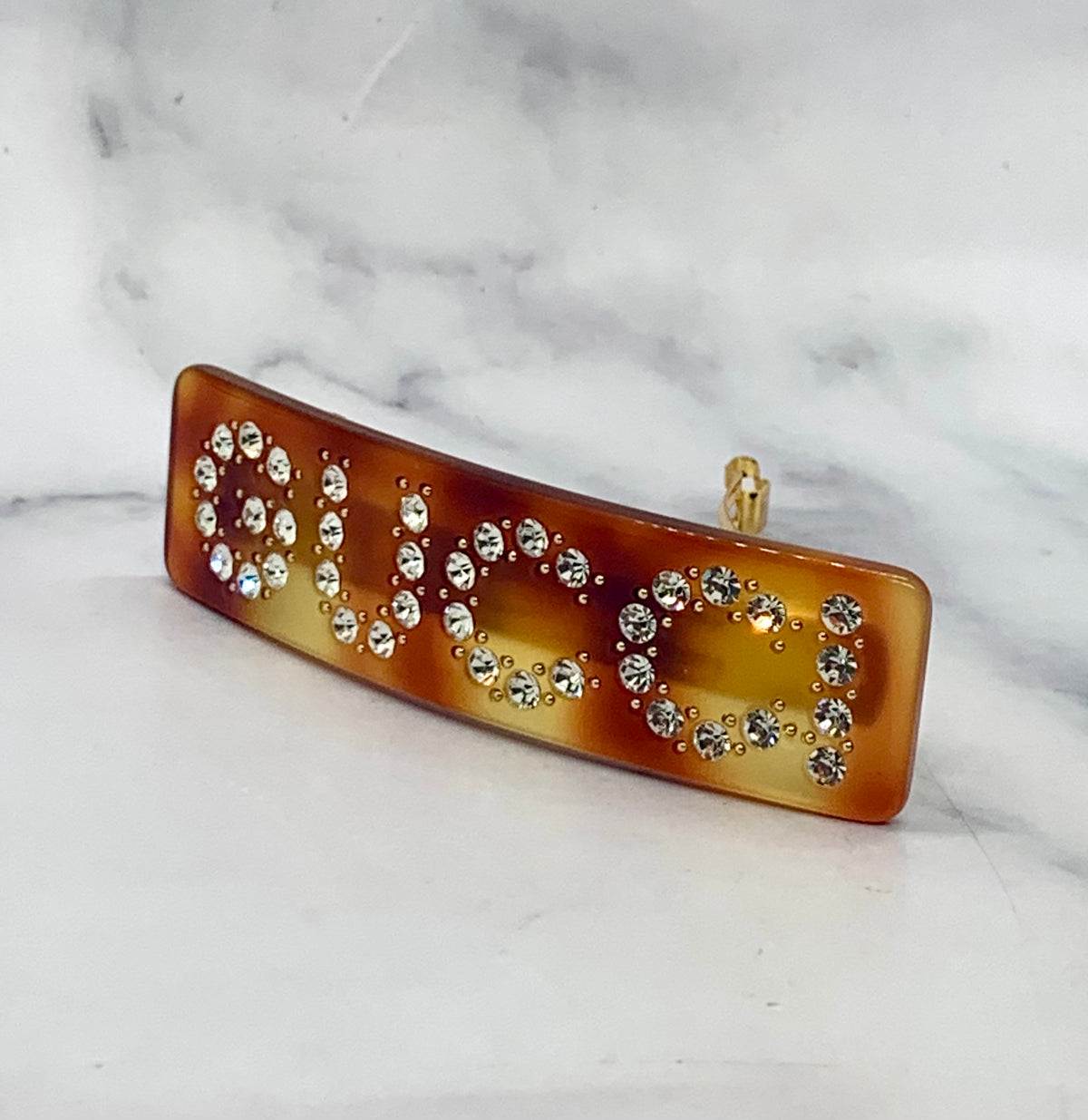 GUCCI Tortoise Rhinestone Barrette Hair Clip - Pre owned