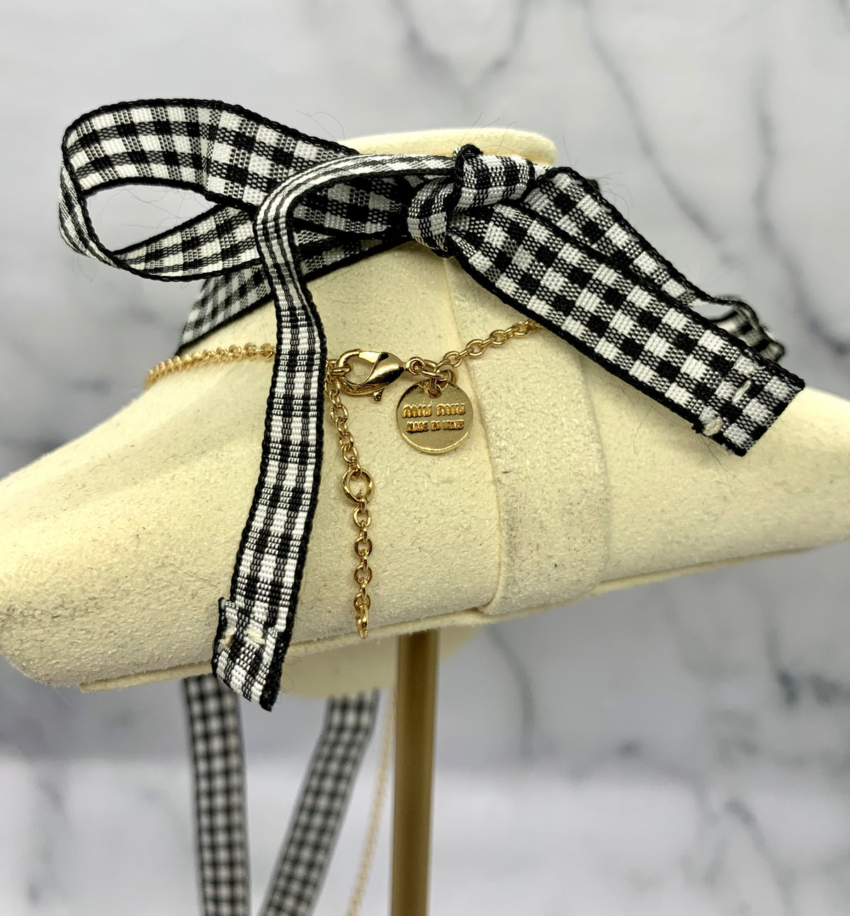 MIU MIU Strawberry Chain Gingham Necklace - Pre owned