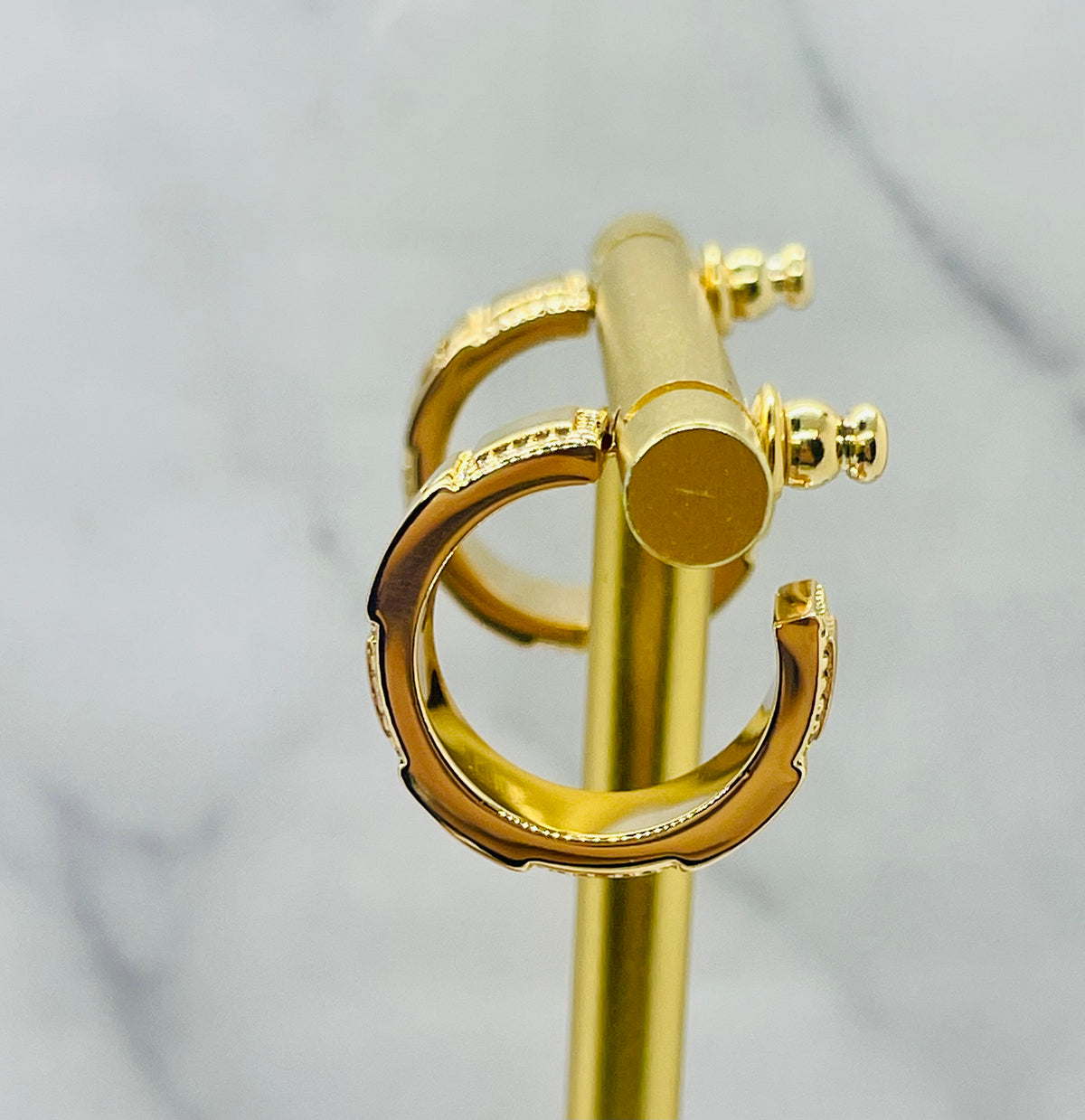 FENDI FF Monogram Gold Tone Hoop Earrings - Pre owned