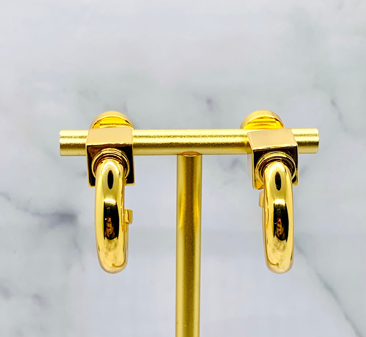 MIU MIU Gold Tone Hoop Earrings - Pre owned