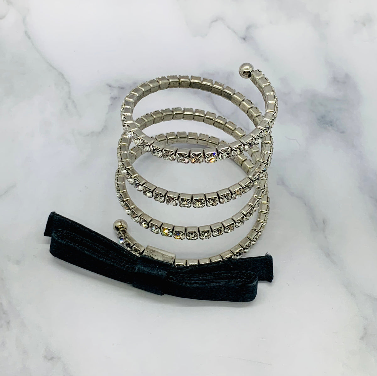 MIU MIU Rhinestone Spiral Bow Bracelet - Pre owned