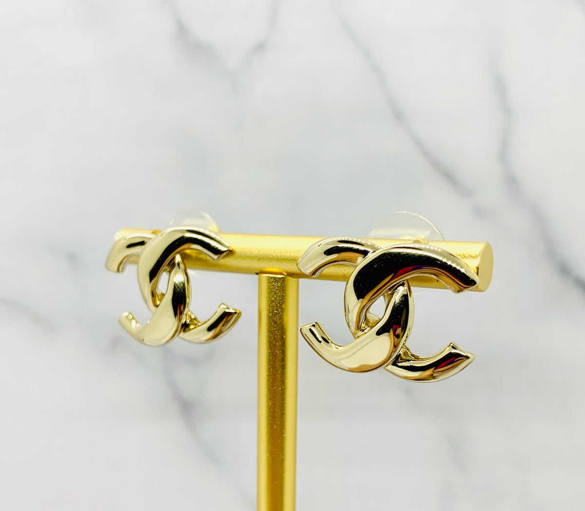 CHANEL CC Gold Tone Earrings - Pre owned