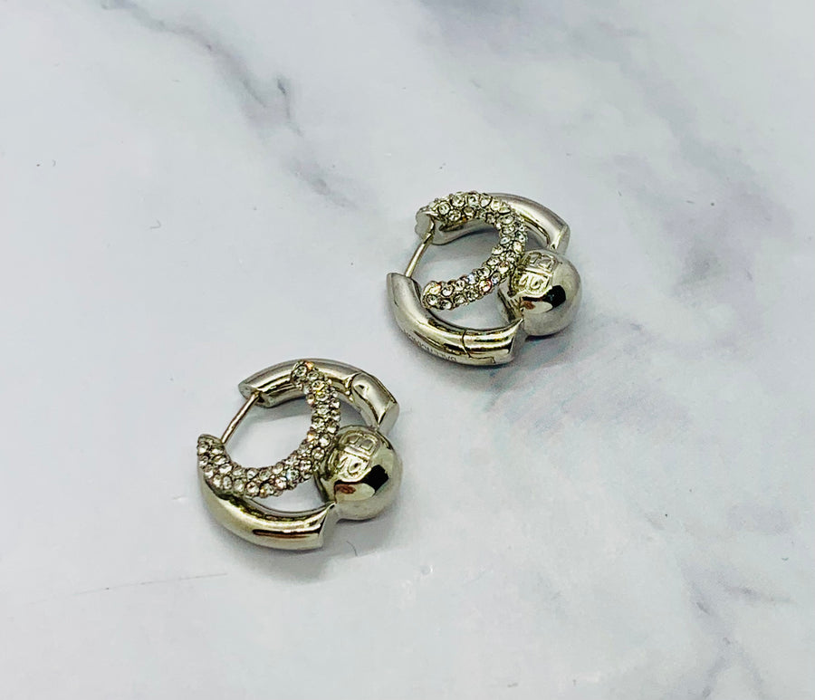 BALENCIAGA Rhinestone Hoop Earrings - Pre owned