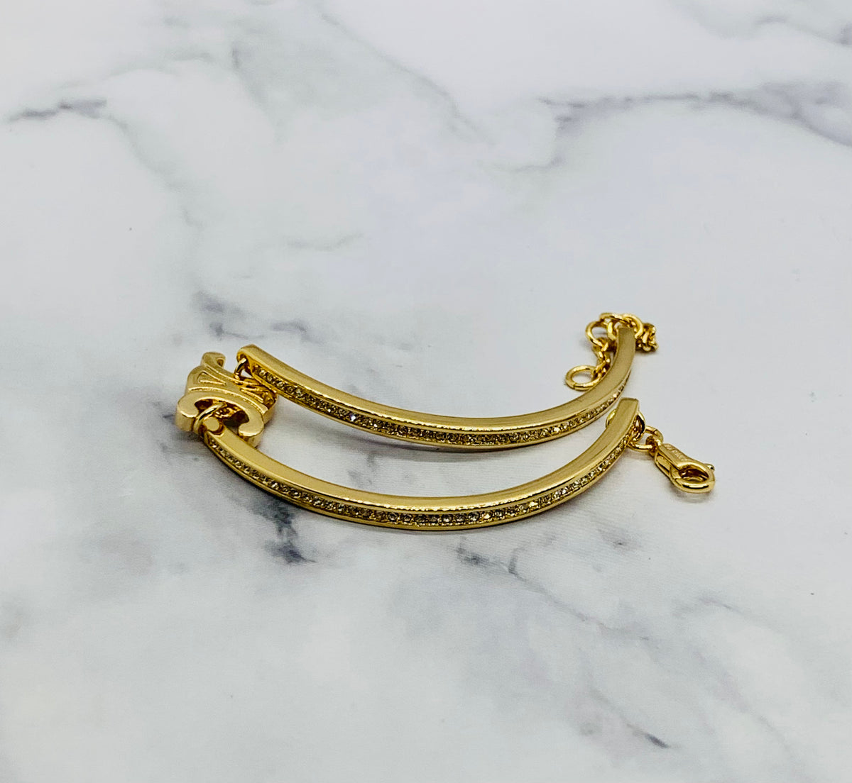 CELINE Monogram Rhinestone Bracelet - Pre owned