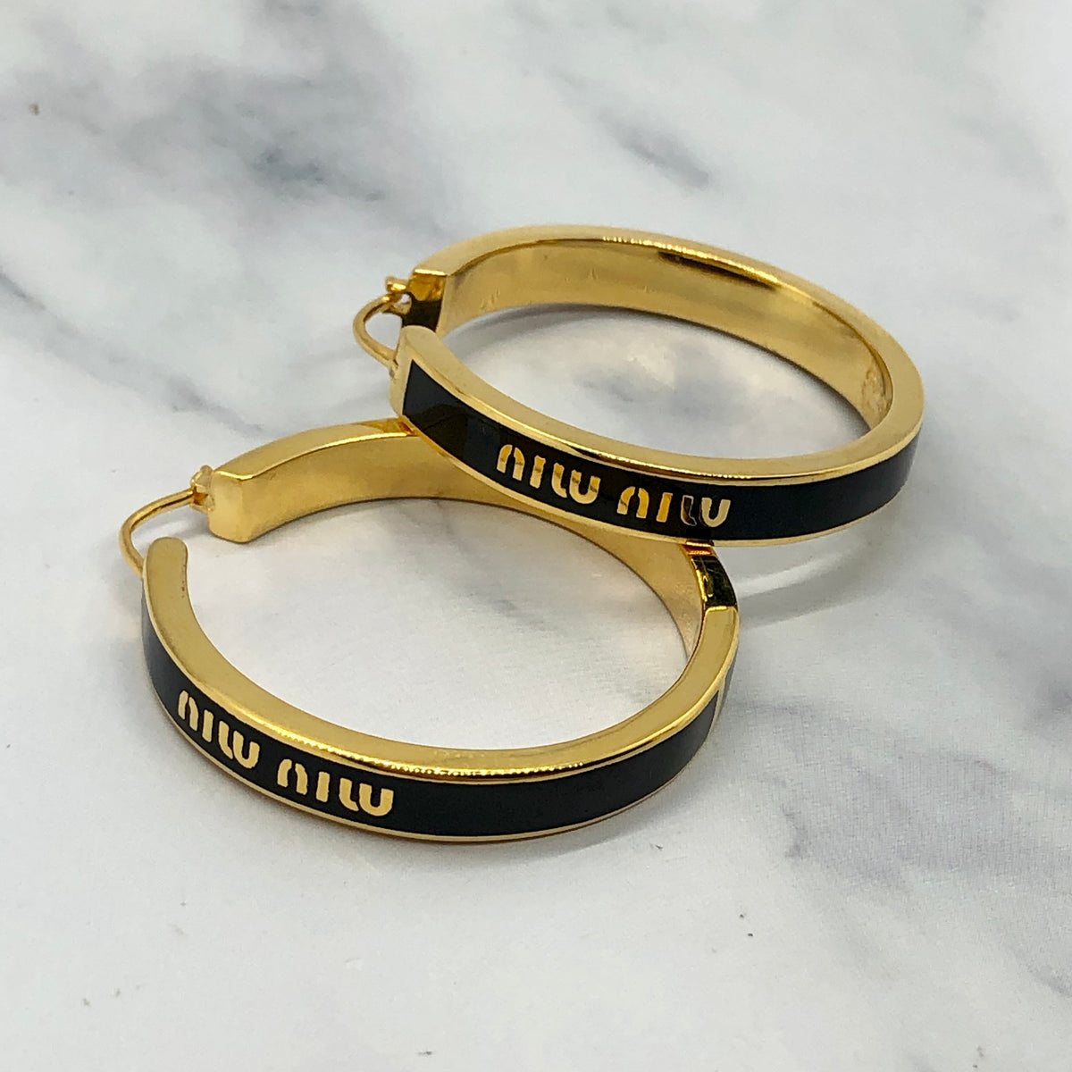 MIU MIU Black Hoop Earrings - Pre owned
