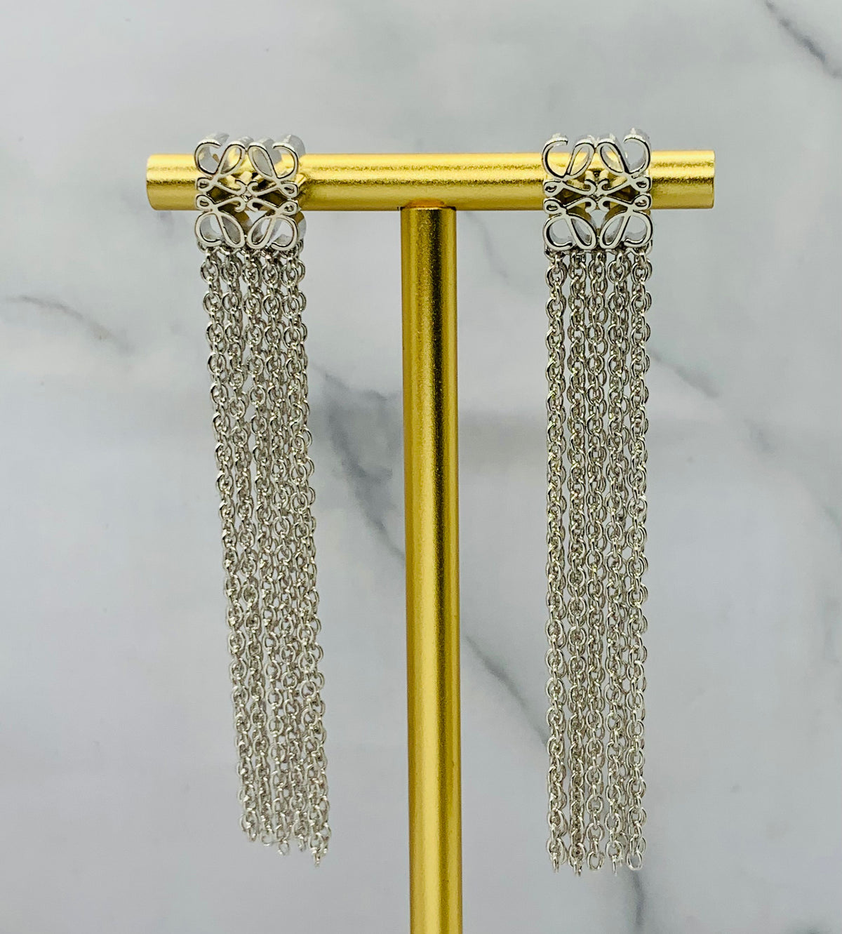 LOEWE Monogram Silver Pendant Earrings - Pre owned
