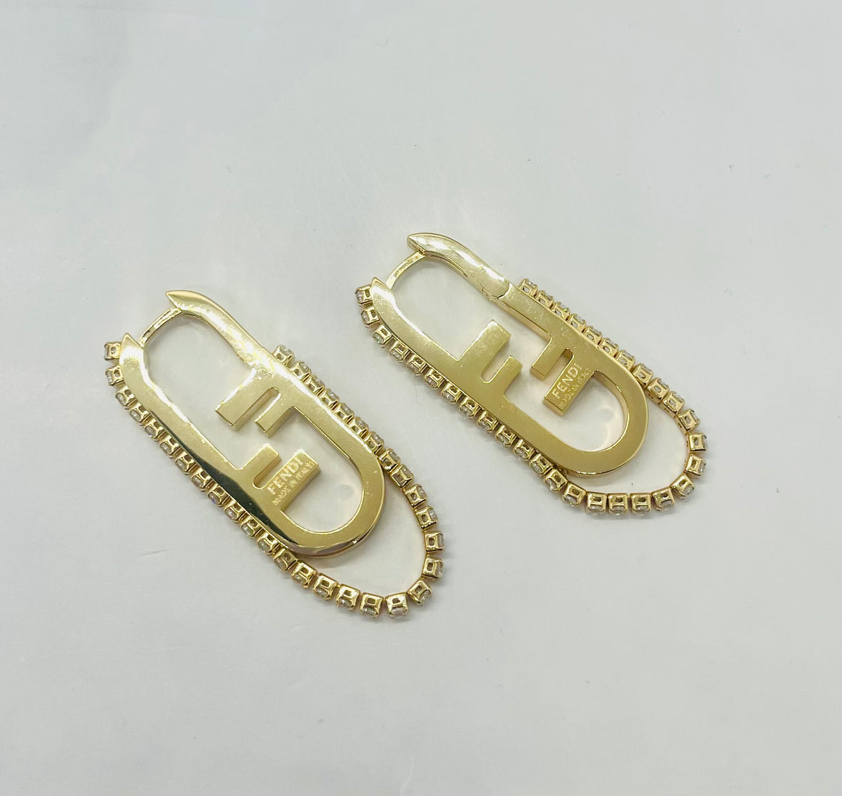 FENDI FF Rhinestone Monogram Earrings - Pre owned