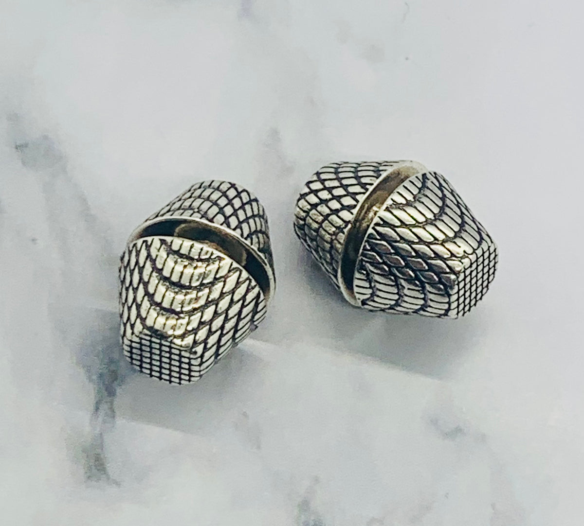 BALENCIAGA Silver Tone Cagole Stud Earrings - Pre owned