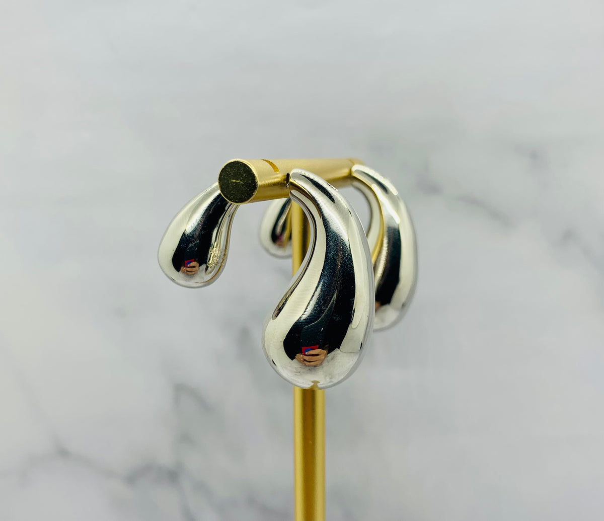 BOTTEGA VENETA Silver Tone Abstract Earrings - Pre owned