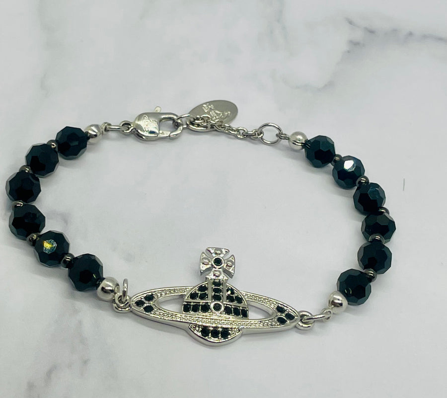 VIVIENNE WESTWOOD Black Rhinestone Orb Bracelet - Pre owned
